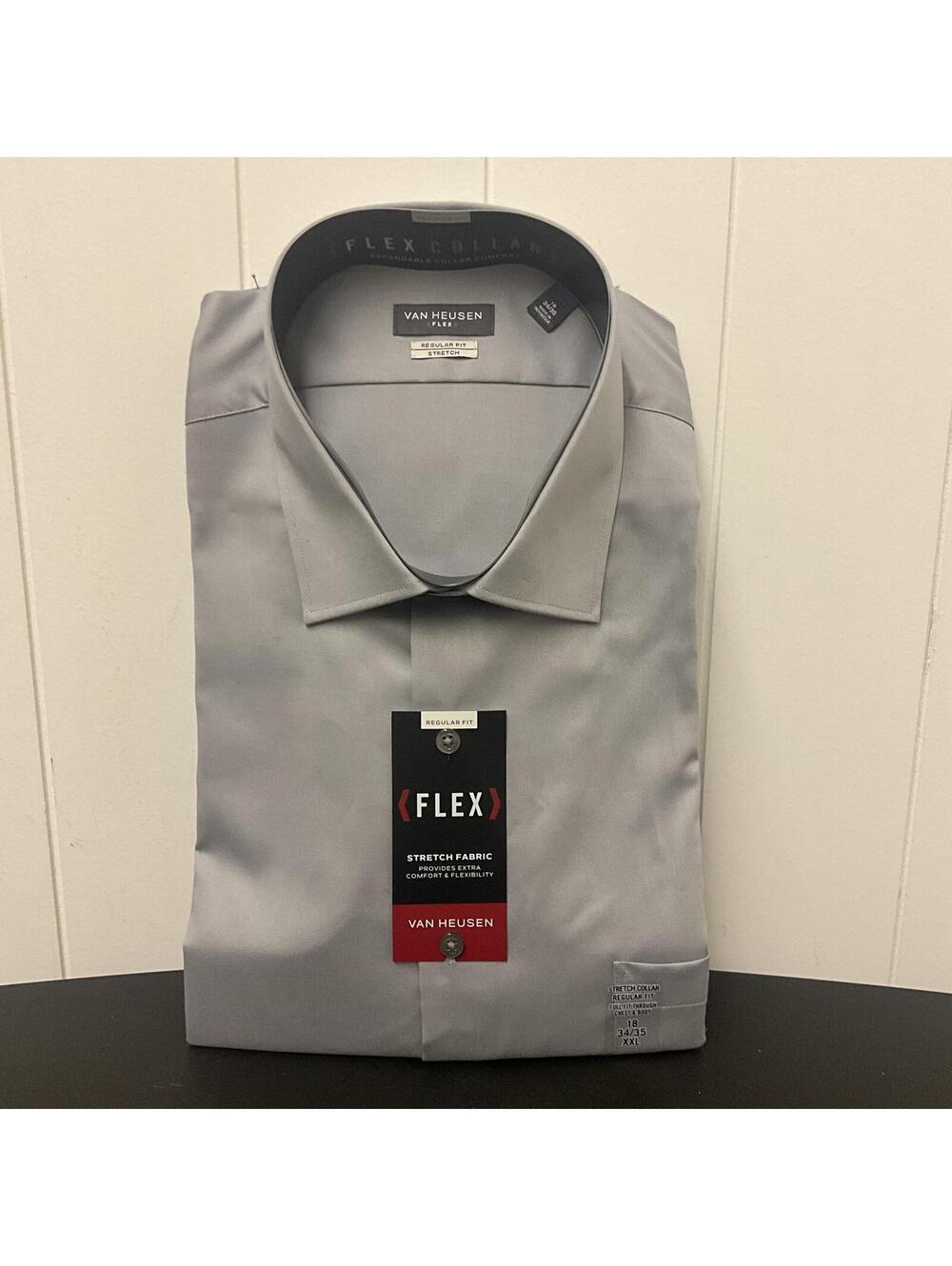Brand New Van Heusen Men's Size 18 34/35 Flex Regular Fit Stretch Dress Shirt